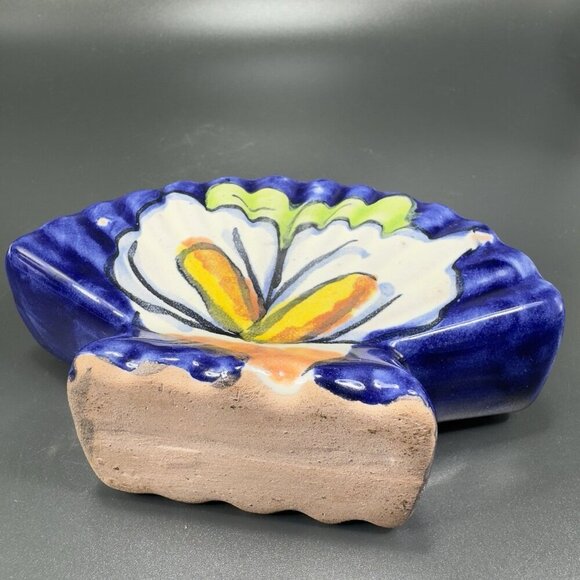 Mexico Hand Made Talavera Pottery Napkin Holder Flower Pattern Hand Painted VTG - Picture 5 of 10